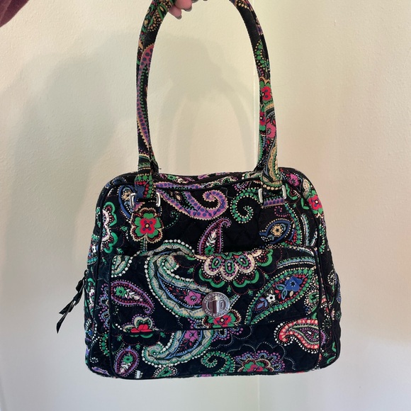 Vera Bradley black paisley shoulder bag - Picture 1 of 10